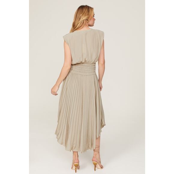 RAMY BROOK Brown Crepe Hourglass V-Neck Smocked Waist Preslie Dress Size XL - Picture 3 of 14